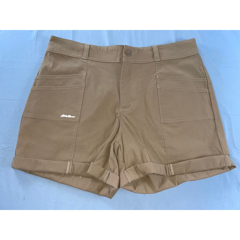 Eddie Bauer Stretch Nylon Cuffed 4-Pocket Hiking Shorts. Tan, Size 12. MINT!!